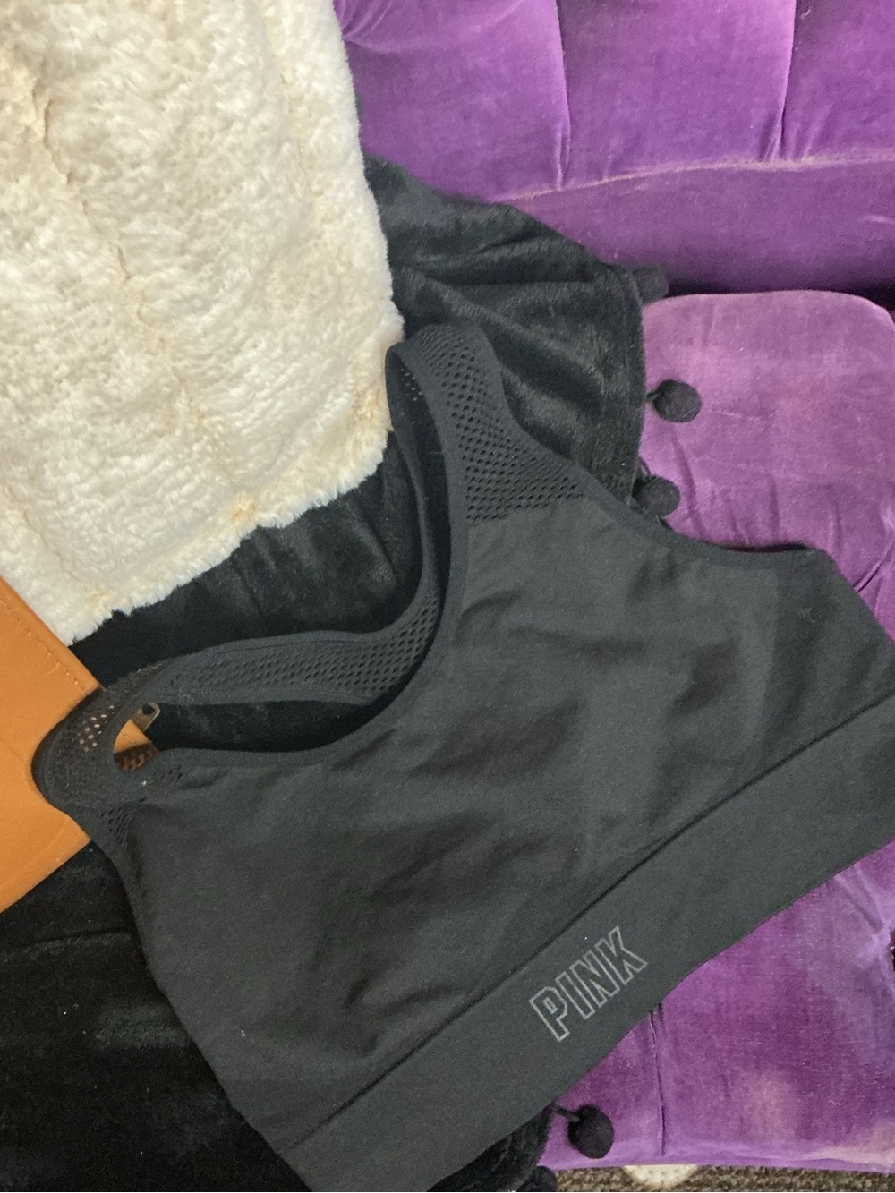 PINK Victoria's Secret Black Seamless Racerback Sports Bra